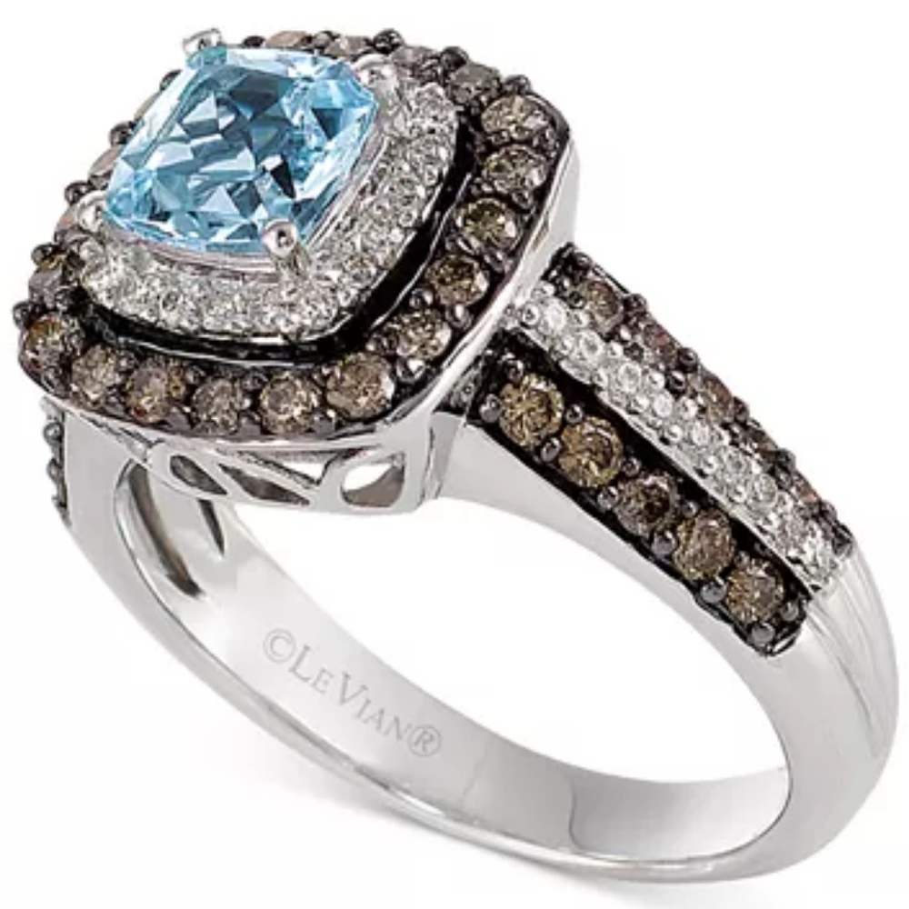 LeVian Aquamarine Diamond Ring